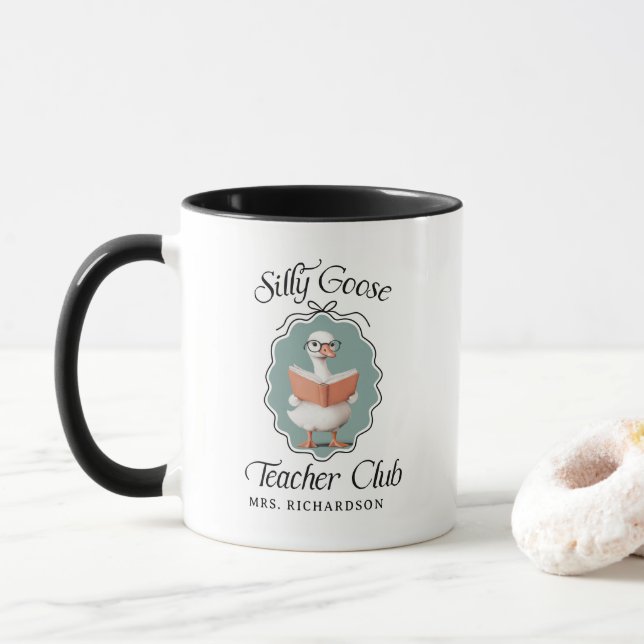 Personalised Silly Goose Teacher Club Mug (With Donut)