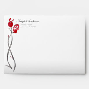Personalised Silver and Red Rose Envelopes