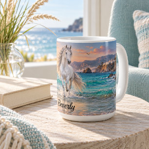 Personalised Silver Andalusian Horse Mediterranean Coffee Mug