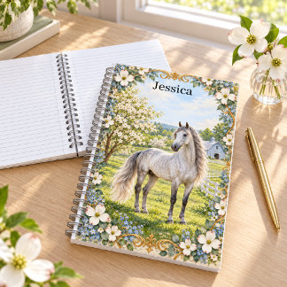 Personalised Silver Andalusian Spring Farm Notebook