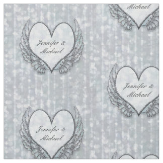 Personalised Silver Angel Wings & Heart Fabric