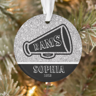 Personalised Silver & Black Cheerleading Ornament