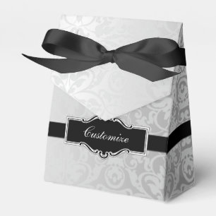 Personalised Silver & Black Damask Favour Box