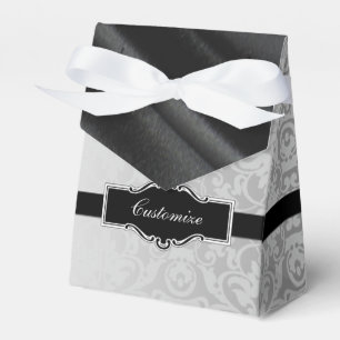 Personalised Silver & Black Damask Favour Box 2