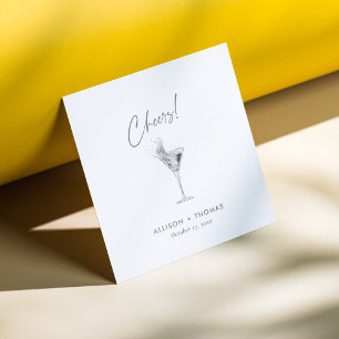 Personalised Silver Cheers & Champagne Wedding Napkin