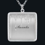 Personalised Silver Dripping Glitter Bridesmaid  Silver Plated Necklace<br><div class="desc">Personalised Silver Dripping Glitter Name silver plated necklace.  A great gift for her or for your bridal party.</div>