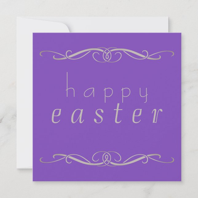 Personalised Silver Elegant Happy Easter Lavender Card (Front)