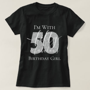 Personalised Silver Fifty Fab Birthday Glitter T-Shirt