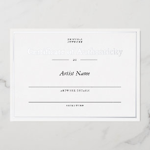 Personalised Silver Foil Certificate Authenticity