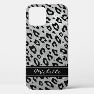 Personalised silver glitter leopard iPhone 6 case