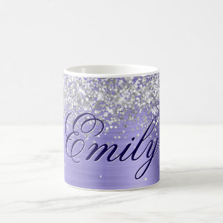 Personalised Silver Glitter Periwinkle Foil Coffee Mug