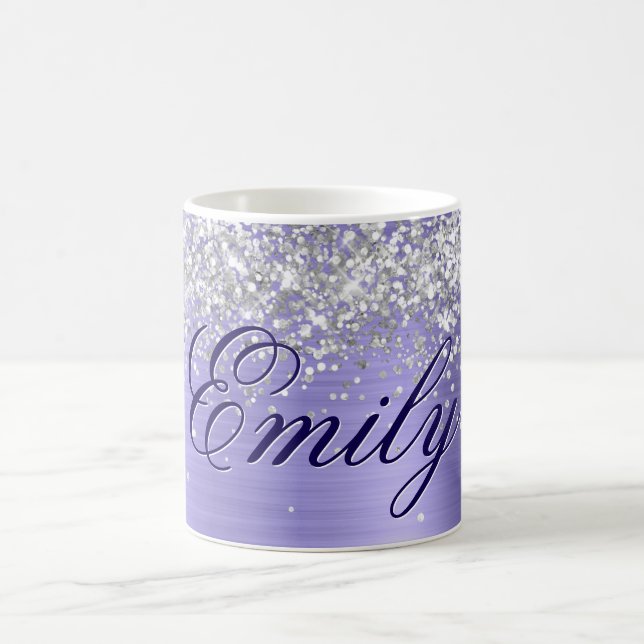 Personalised Silver Glitter Periwinkle Foil Coffee Mug (Center)