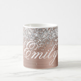 Personalised Silver Glitter Rose Gold Foil Coffee Mug
