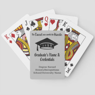 Personalised Silver Graduation Cap and Tassel Playing Cards