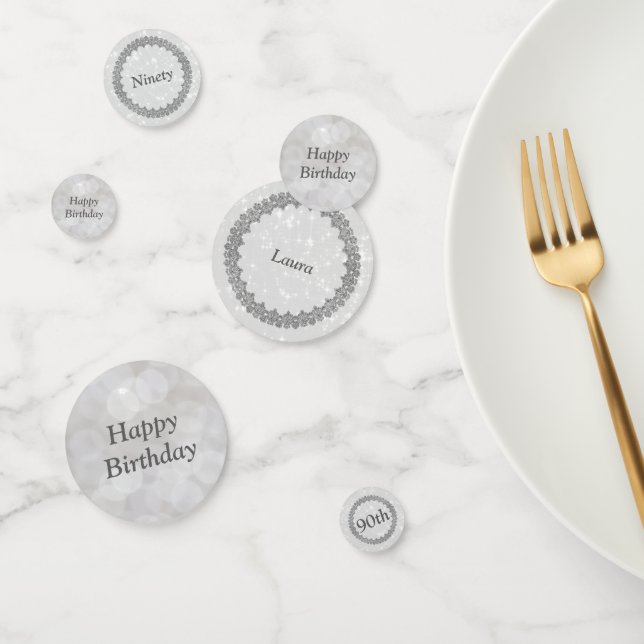 Personalised Silver grey 90th birthday Confetti (Group)
