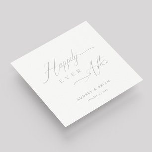 Personalised Silver 'Happily Ever After' Wedding Napkin