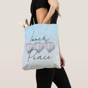 Personalised Silver Leaf Light Blue Tote Bag