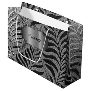 Personalised Silver Leaf Motif Large Gift Bag