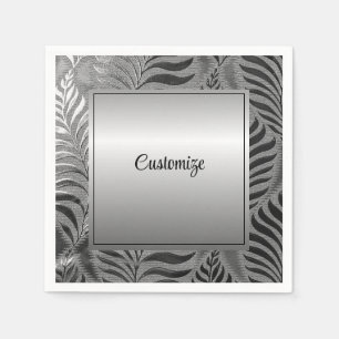 Personalised Silver Leaf Motif Napkin