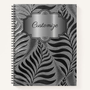 Personalised Silver Leaf Motif Notebook