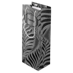 Personalised Silver Leaf Motif Wine Gift Bag