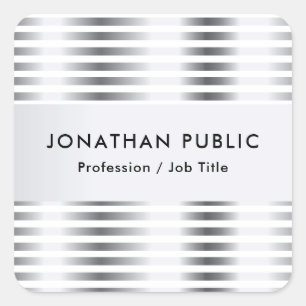 Personalised Silver Look Elegant Template Square Sticker