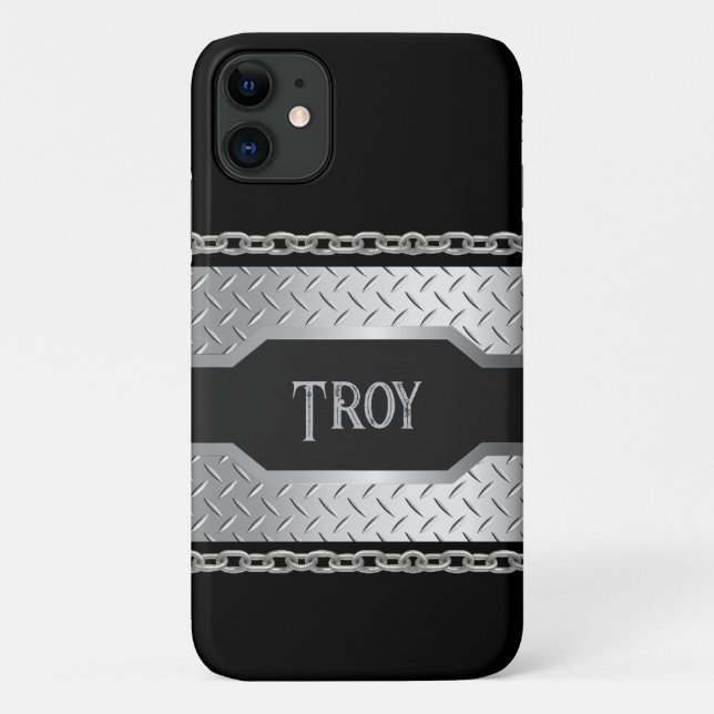 Personalised Silver Metal and Chain Case-Mate iPhone Case (Back)