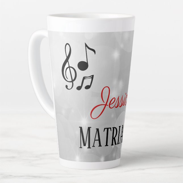 Personalised Silver Musical Matriarch Mother Latte Mug (Left Angle)