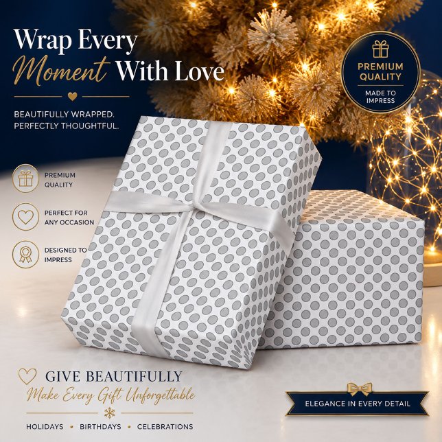 Personalised Silver Polka Dot Wrapping Paper (Creator Uploaded)
