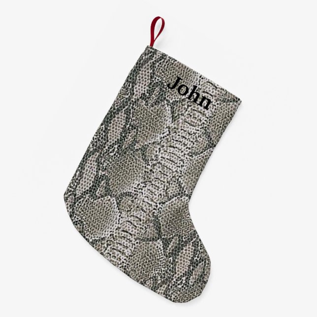 Personalised Silver Snake Skin Christmas Stocking (Front (Hanging))