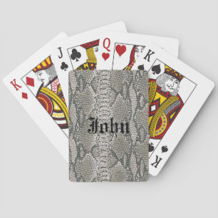 Personalised Silver Snake Skin Playing Cards