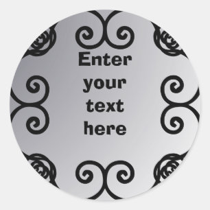 Personalised Silver Swirl Design Classic Round Sticker
