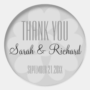 Personalised Silver Thank You Wedding Classic Round Sticker