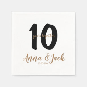personalised simple 10 years anniversary name date napkin