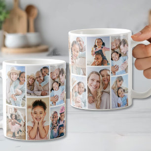 Personalised Simple 14 Photo Collage Coffee Mug