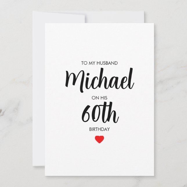 Personalised Simple 60th Birthday Card For Him (Front)