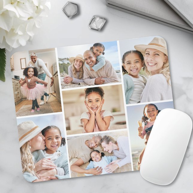 Personalised Simple 7 Photo Collage Mouse Mat (Personalized Simple 7 Photo Collage Mouse Pad)