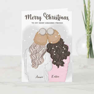 Personalised Simple Best Friend Bestie Girlie Xmas Card