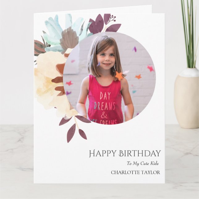 Personalised Simple Birthday Stylish Fun Photo Car Card (Front)