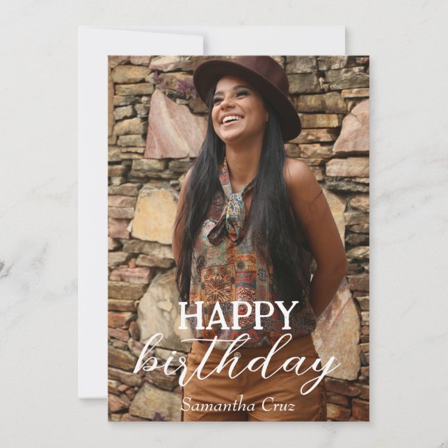 Personalised Simple Birthday Stylish Fun Photo Card (Front)