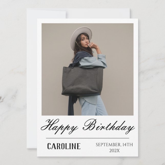 Personalised Simple Birthday Stylish Fun Photo Card (Front)