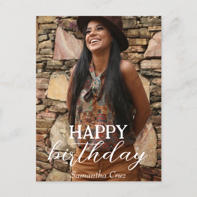 Personalised Simple Birthday Stylish Fun Photo Postcard (Front)