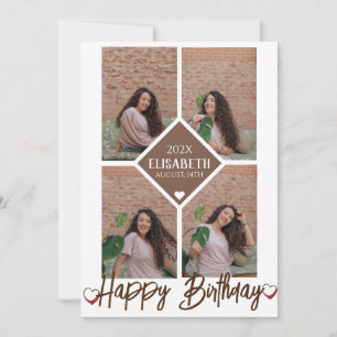 Personalised Simple Birthday Stylish Photo Collage Card