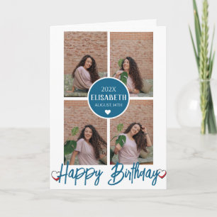 Personalised Simple Birthday Stylish Photo Collage Card