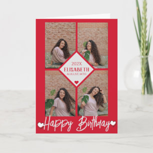 Personalised Simple Birthday Stylish Photo Collage Card
