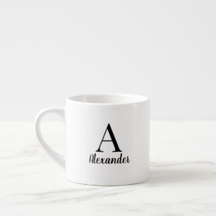 Personalised Simple Black Monogram Name Espresso Cup