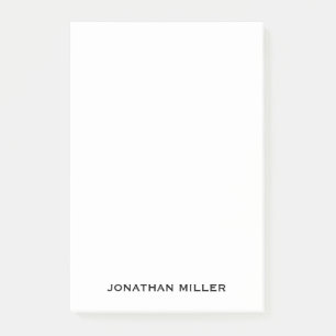 Personalised Simple Black White Typographic Name Post-it Notes