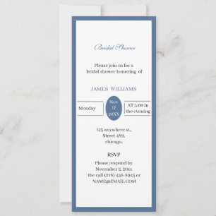 Personalised Simple Blue Aesthetic Bridal Shower Invitation