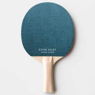 Personalised Simple Blue Linen Texture Ping Pong Paddle
