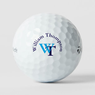 Personalised Simple Blue Monogrammed Golf Balls